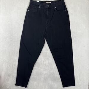Levi's High Waisted Mom Jeans Womens 33x29 Black Charcoal Wash Stretch Denim